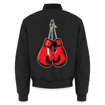 Rote Boxhandschuhe – Boxing & Fight - Unisex Bomberjacke - Schwarz - Hinten - AI Model Male 185 light (185cm)