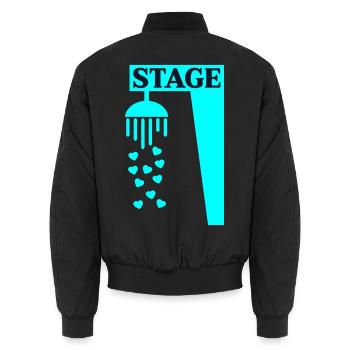 Bühnenduschgesang - Unisex Bomberjacke - Schwarz - Hinten - AI Model Male 185 light (185cm)