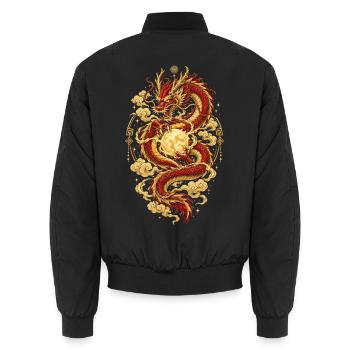 Chinesischer Drache – Sternzeichen Tierhoroskop - Unisex Bomberjacke - Schwarz - Hinten - AI Model Male 185 light (185cm)