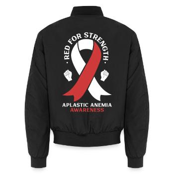Aplastische Anämie Awareness - Rot für Stärke - Unisex Bomberjacke - Schwarz - Hinten - AI Model Male 185 light (185cm)