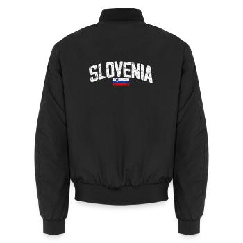 Slovenia - Grunge - National Flag - Slowenien - Unisex Bomberjacke - Schwarz - Hinten - AI Model Male 185 light (185cm)