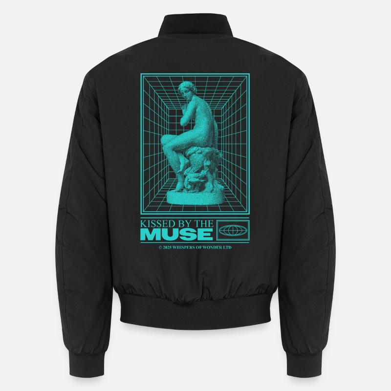 Neon-Statue im Cyberraum - Unisex Bomberjacke - Schwarz