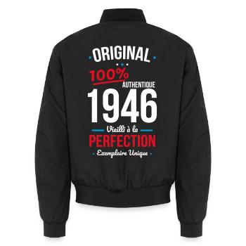 1946 – Original – Exemplaire unique - Bomber unisexe - noir - Dos - AI Model Male 185 light (185cm)