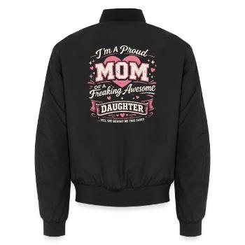 Stolze Mama, großartige Tochter | Mutter-Tochter-Humor - Unisex Bomberjacke - Schwarz - Hinten - AI Model Male 185 light (185cm)