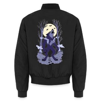 Werwolf im Mondlicht - Unisex Bomberjacke - Schwarz - Hinten - AI Model Male 185 light (185cm)