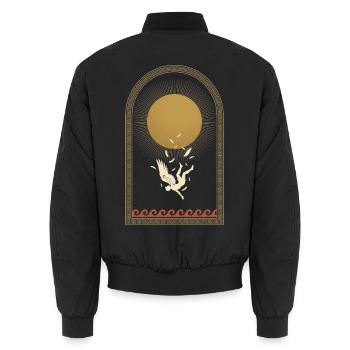 Ikaros, fallende Sonne, griechische Mythologie, minimalistisch - Unisex Bomberjacke - Schwarz - Hinten - AI Model Male 185 light (185cm)