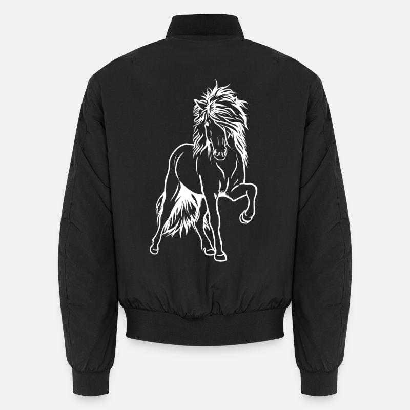 Iceland stallion white - Unisex Bomber Jacket - black