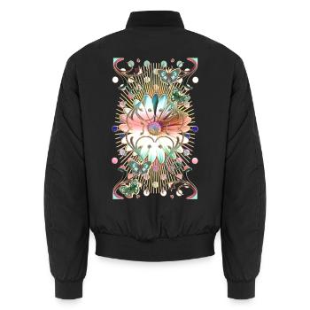 Ornements de fleurs de papillons - Bomber unisexe - noir - Dos - AI Model Male 185 light (185cm)