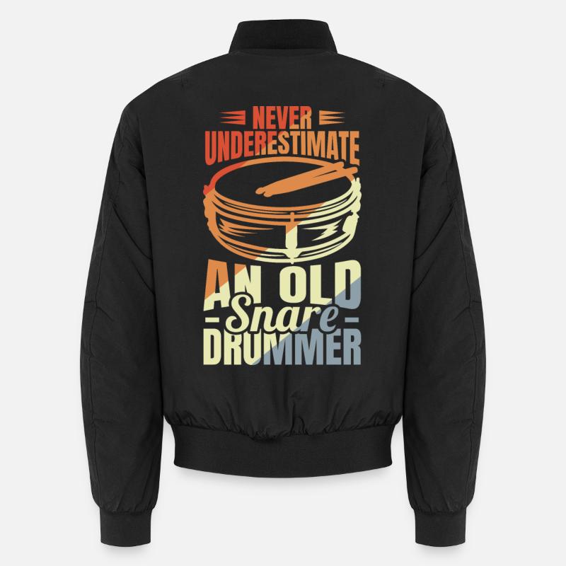 Drum player grandfather - Unisex Bomber Jacket - black