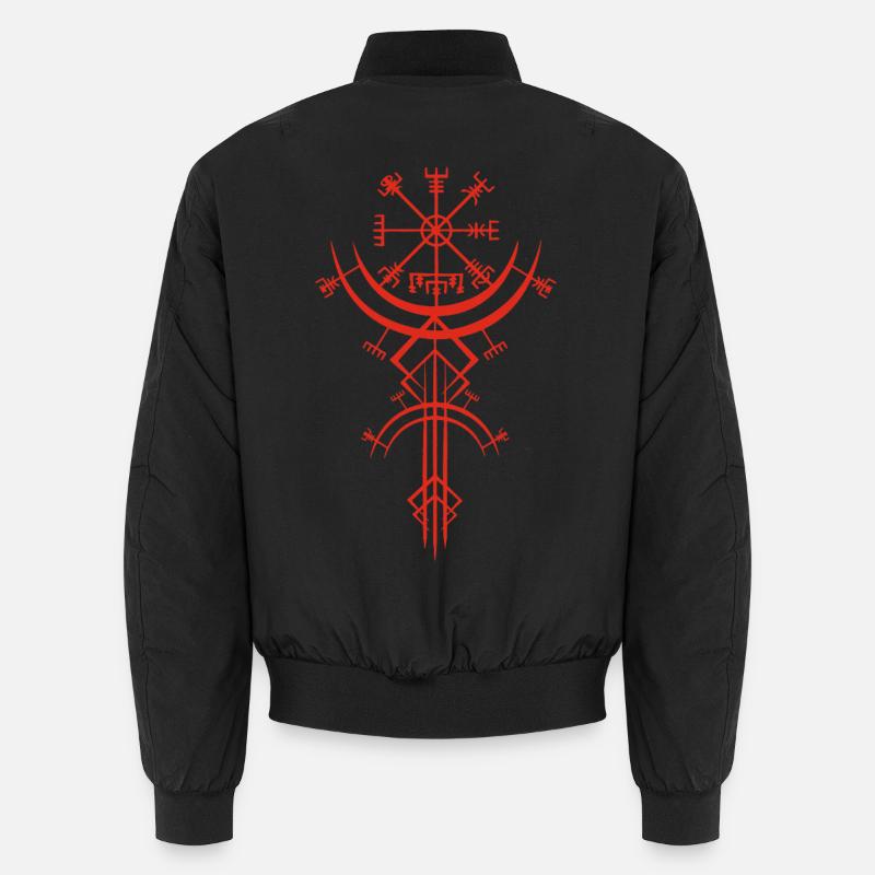 Rotes Symbol eines Wikinger-Kompasses - Unisex Bomberjacke - Schwarz