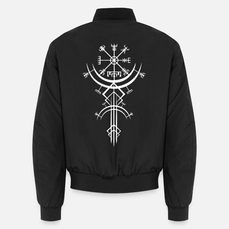 Weißes Symbol eines Wikinger-Kompasses Unisex Bomberjacke