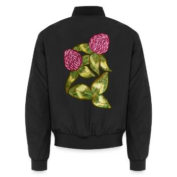 Protea Bloom botanische Blätter - Unisex Bomberjacke - Schwarz - Hinten - AI Model Male 185 light (185cm)