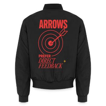 Bogenschießen – Arrows Prefer Direct Feedback - Unisex Bomberjacke - Schwarz - Hinten - AI Model Male 185 light (185cm)