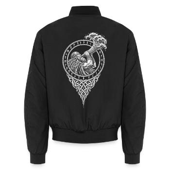 Thor trinkt das Meer – Das Horn reicht in die See - Unisex Bomberjacke - Schwarz - Hinten - AI Model Male 185 light (185cm)