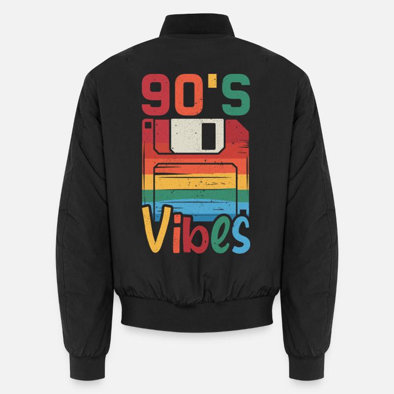 90's Vibes – Retro Design mit Vintage Floppy Disk Unisex Bomberjacke