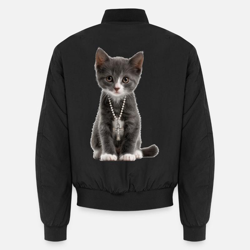 Collier croix de chat chrétien Bomber unisexe