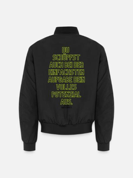 Neon Motivationszitat Potenzial entfalten - Unisex Bomberjacke - Schwarz