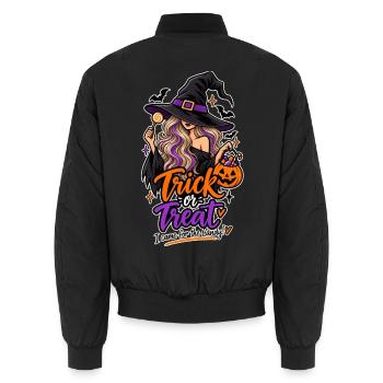 ⚫ Trick or Treat - I came for the Candy - Blond  - Unisex Bomberjacke - Schwarz - Hinten - AI Model Male 185 light (185cm)