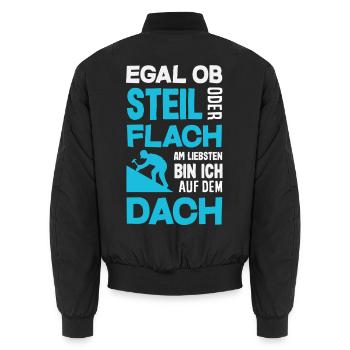 Dachdecker Spruch Lustig Handwerker Geschenk - Unisex Bomberjacke - Schwarz - Hinten - AI Model Male 185 light (185cm)