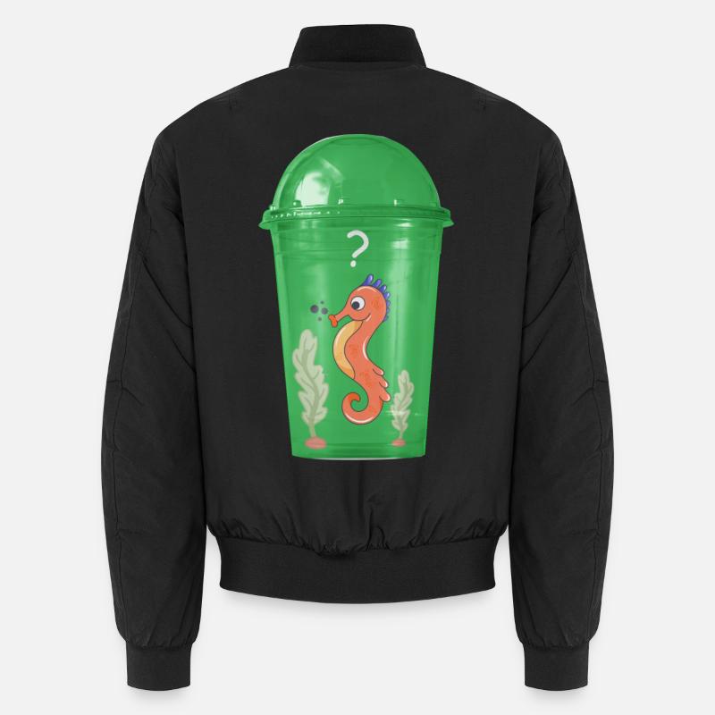 Seepferd im Becher - Unisex Bomberjacke - Schwarz