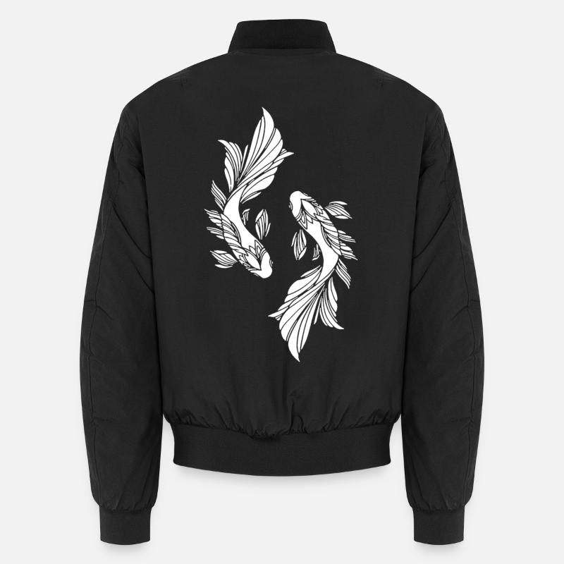 Two white fish - Unisex Bomber Jacket - black