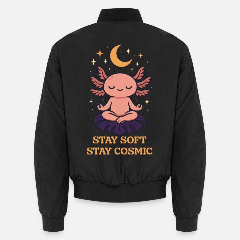 Meditating Axolotl - Stay Cosmic Design Unisex Bomber Jacket