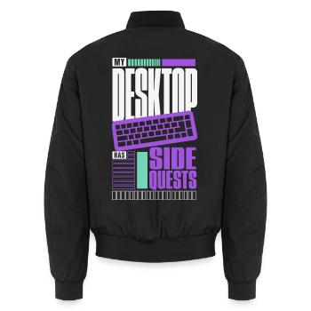 Computerhumor – My Desktop Has Side Quests - Unisex Bomberjacke - Schwarz - Hinten - AI Model Male 185 light (185cm)