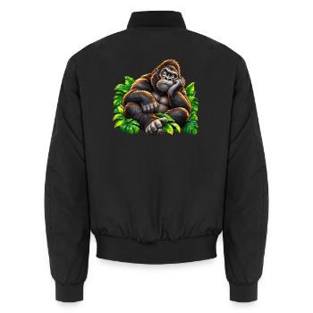 Loungegorilla im Dschungel - Unisex Bomberjacke - Schwarz - Hinten - AI Model Male 185 light (185cm)
