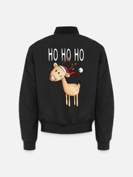 Ho Ho Ho kleines Rentier - Weihnachten - Comic - Unisex Bomberjacke - Schwarz
