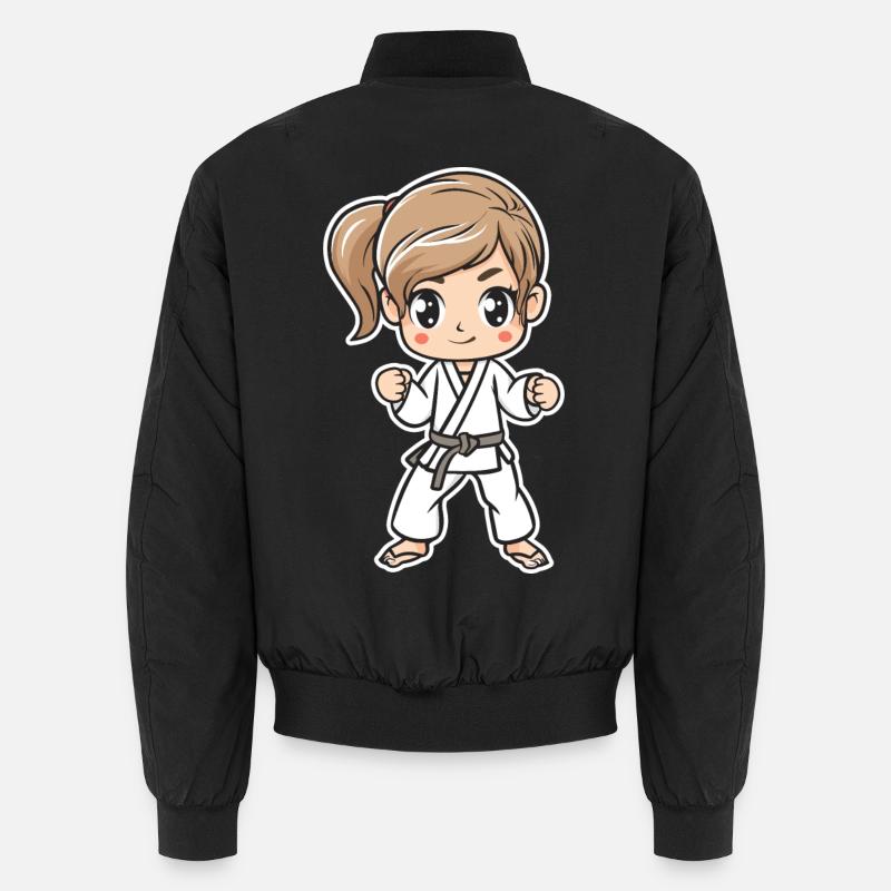 Karate Mädchen Comic Unisex Bomberjacke