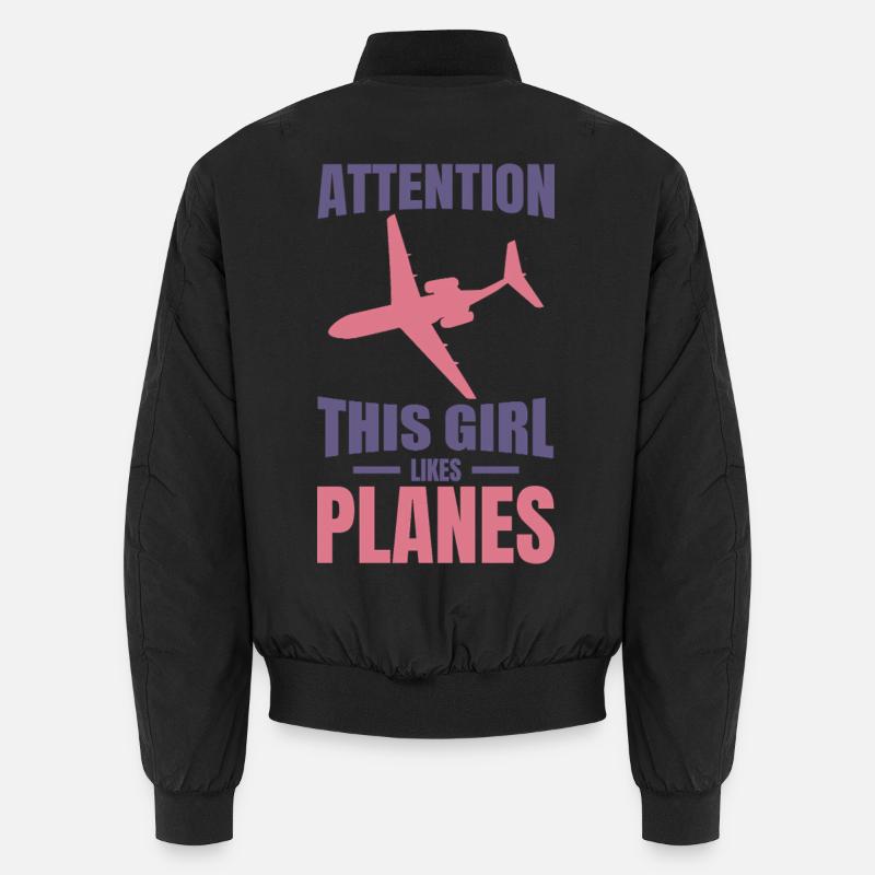 Flugzeug Mädchen - Unisex Bomberjacke - Schwarz