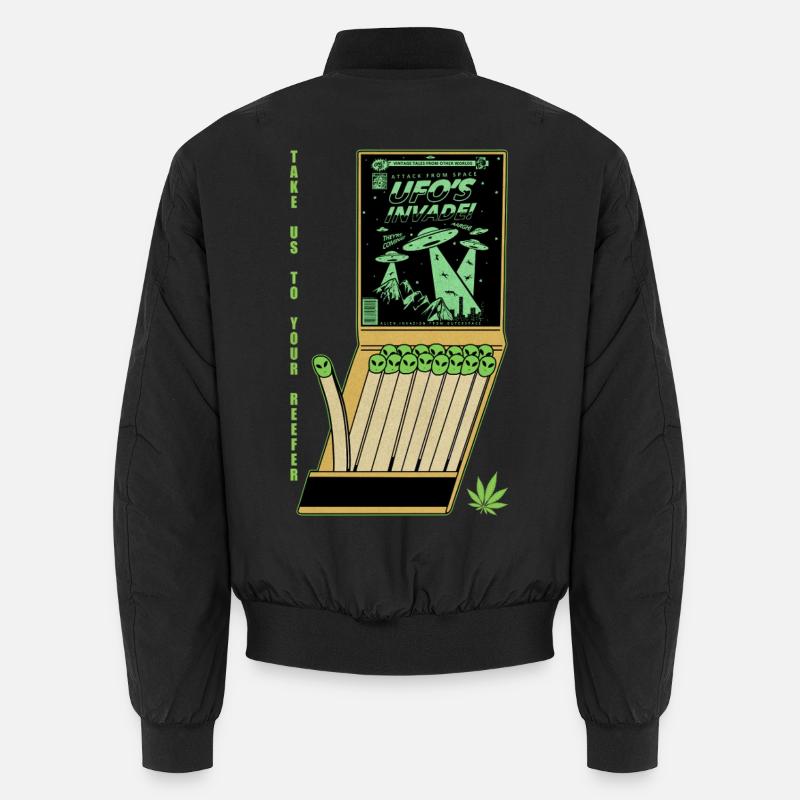 UFO Invasion Vintage Poster Design Unisex Bomber Jacket