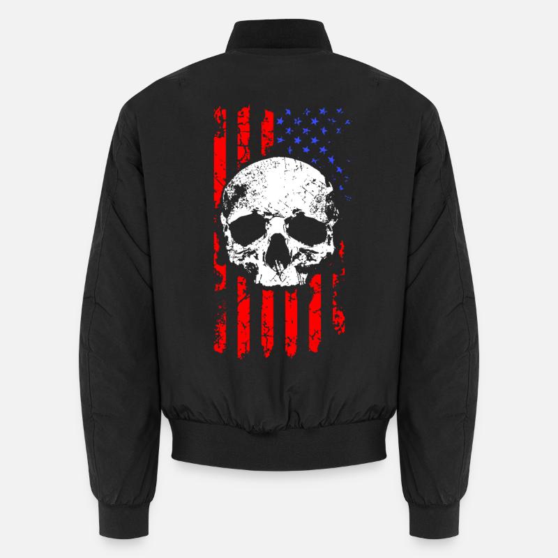 Crâne avec drapeau américain Bomber unisexe