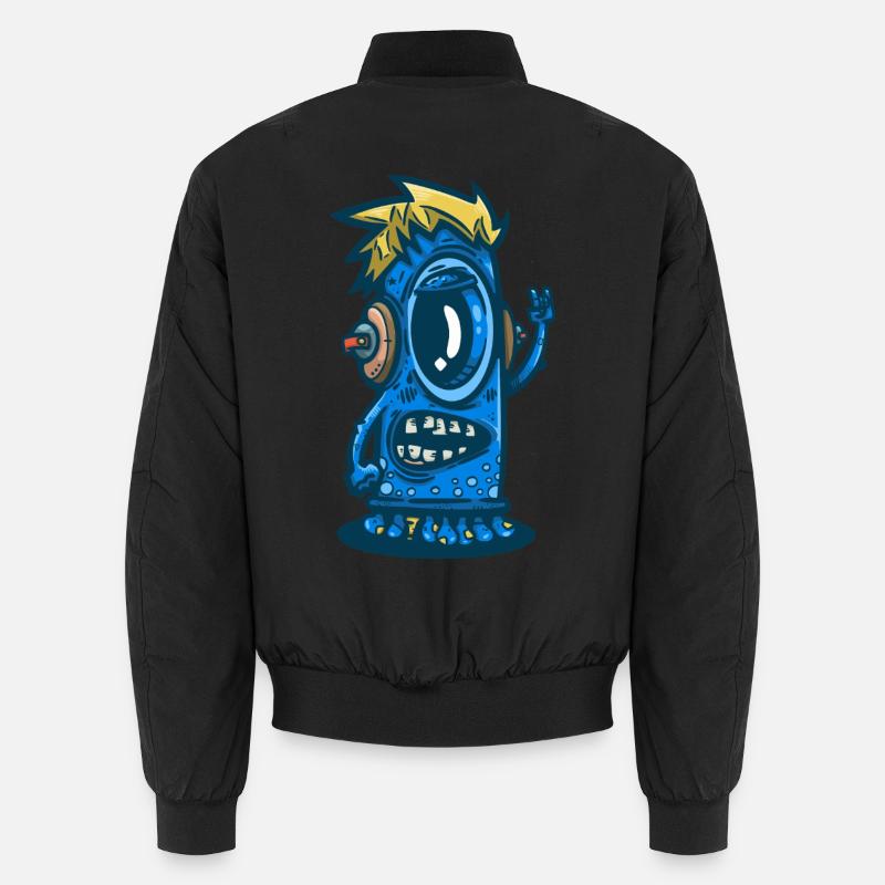 Blue Monster mit Kopfhörern Unisex Bomberjacke
