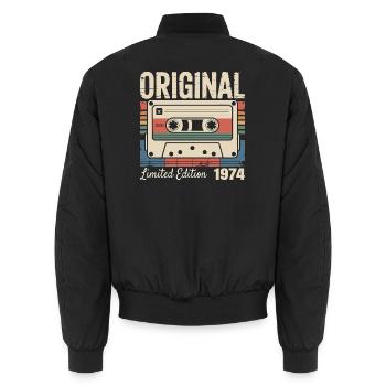 52ème anniversaire - Cadeau Vintage 1974 - Bomber unisexe - noir - Dos - AI Model Male 185 light (185cm)
