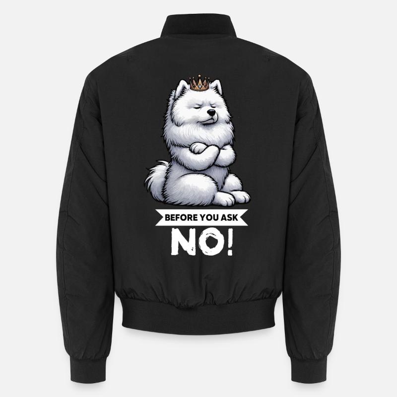 Before You Ask Samojede Samojedenbesitzer - Unisex Bomberjacke - Schwarz