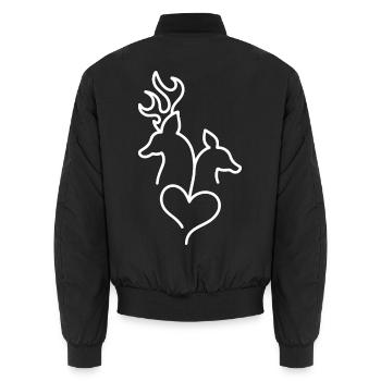 Deer and roe deer with heart - Unisex Bomber Jacket - black - Back - AI Model Male 185 light (185cm)