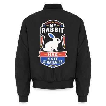 Kaninchen mit Exit-Strategie - Unisex Bomberjacke - Schwarz - Hinten - AI Model Male 185 light (185cm)