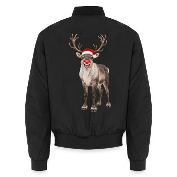 Rentier mit Weihnachtsmütze Rudolf - Unisex Bomberjacke - Schwarz - Hinten - AI Model Male 185 light (185cm)