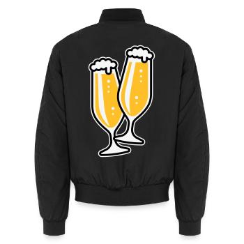 2 Pilsgläser Stoßen An (Bier Pils Schlank / 3C) - Unisex Bomberjacke - Schwarz - Hinten - AI Model Male 185 light (185cm)