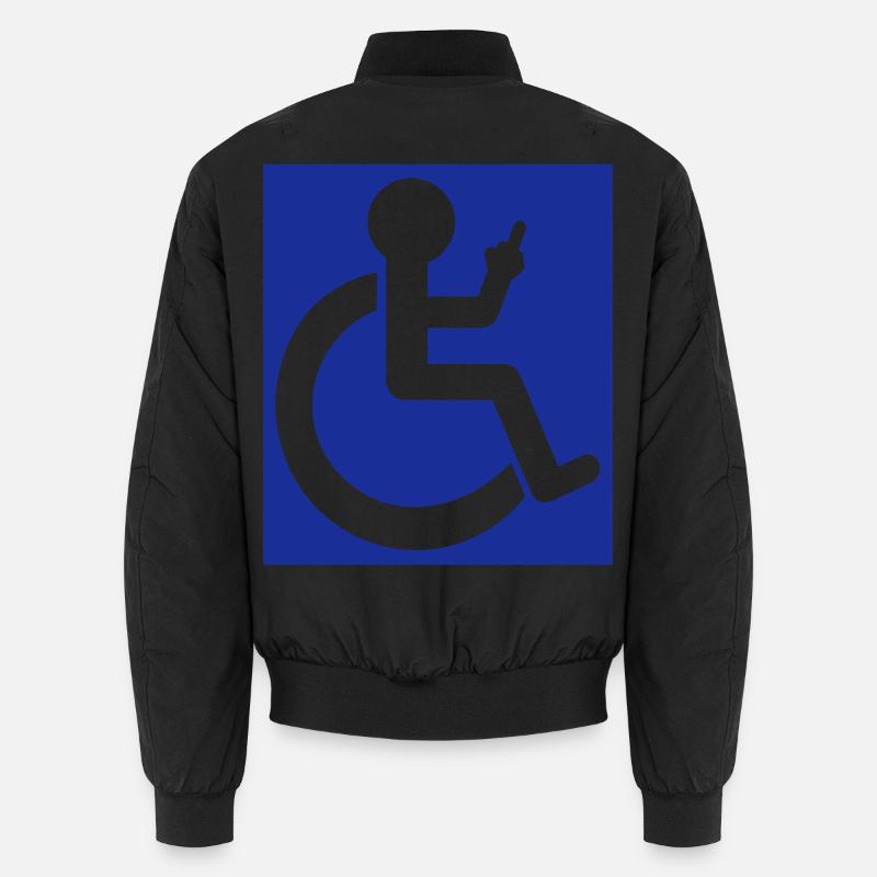 Rollstuhlfahrer hebt den Mittelfinger # Unisex Bomberjacke