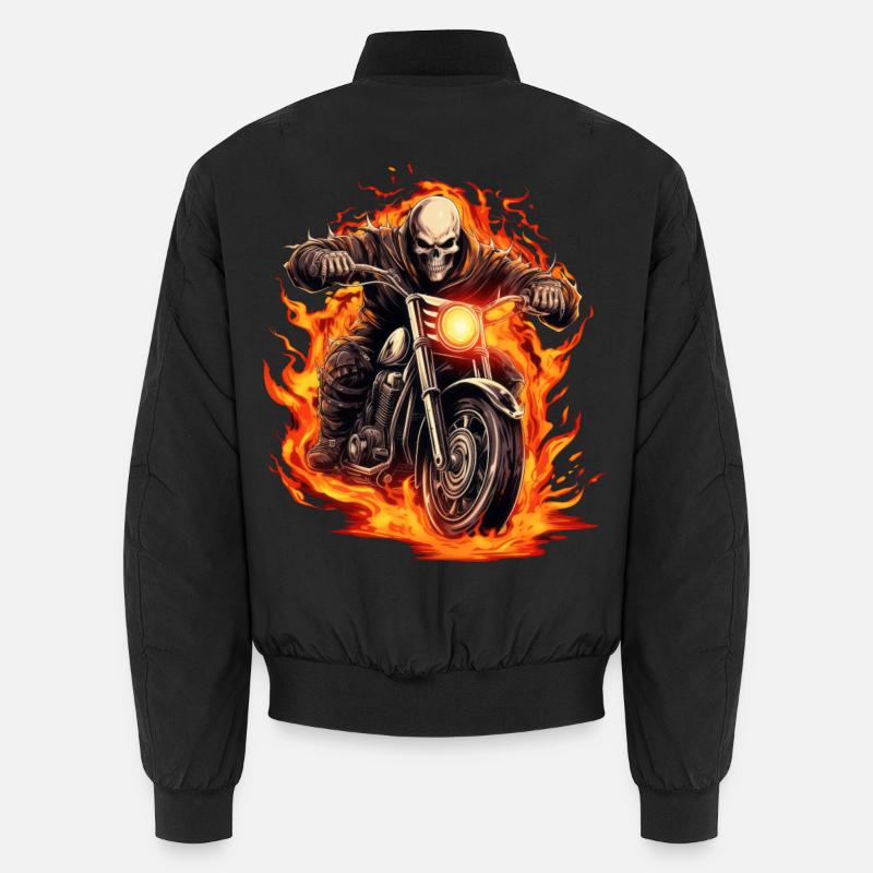 Motorradfahrer im Feuer - Unisex Bomberjacke - Schwarz
