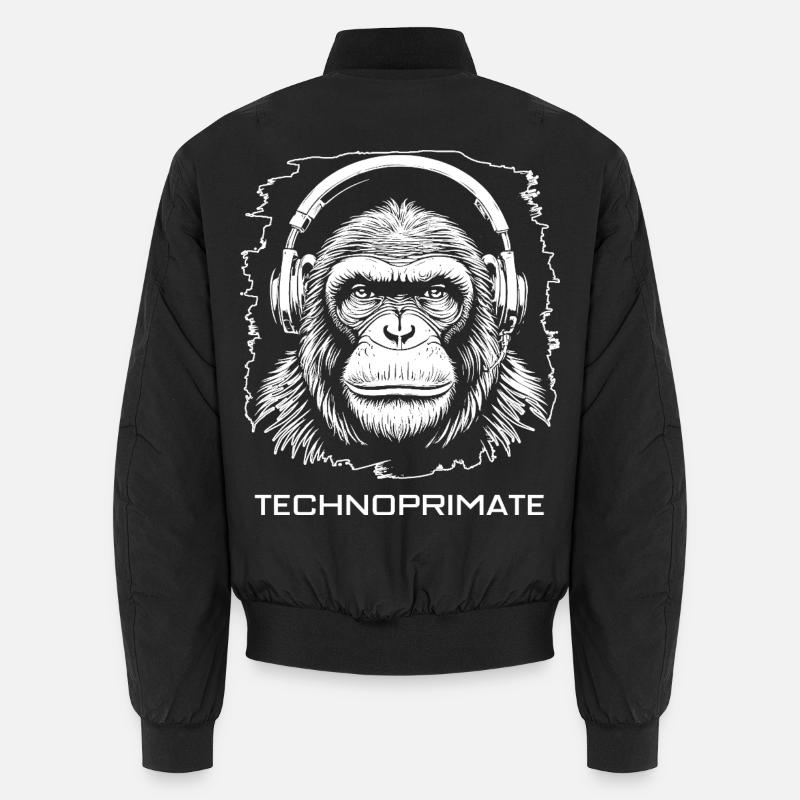 Techno Primate Kopfhörer Ape Art #6 Weiß Unisex Bomberjacke