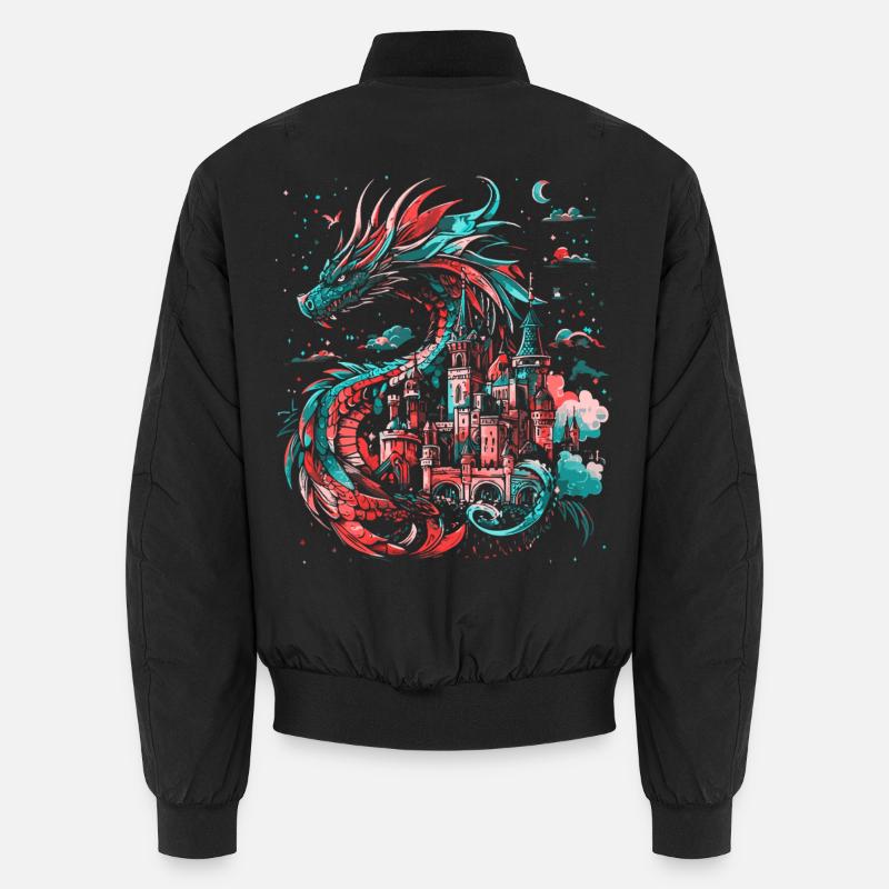 Dragon Castle Fantasy Magic Mythology Creature Unisex Bomber Jacket