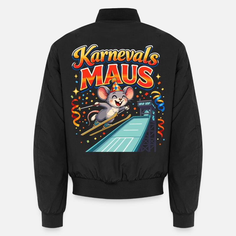 Carnival Mouse Ski Jumping Funny - Unisex Bomber Jacket - black