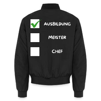 AZUBI (Meister) Checkliste - Unisex Bomberjacke - Schwarz - Hinten - AI Model Male 185 light (185cm)