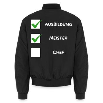 Meister Checkliste - Unisex Bomberjacke - Schwarz - Hinten - AI Model Male 185 light (185cm)