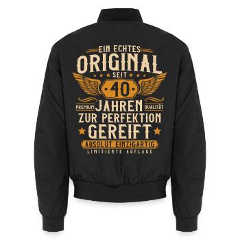 40 Geburtstag 40 Jahre Vintage Retro Geschenk  - Unisex Bomberjacke - Schwarz - Hinten - AI Model Male 185 light (185cm)