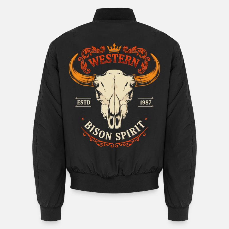 Crâne d’esprit du bison occidental - Bomber unisexe - noir