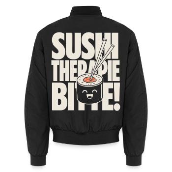 La thérapie sushi aide Kawaii à dire - Bomber unisexe - noir - Dos - AI Model Male 185 light (185cm)